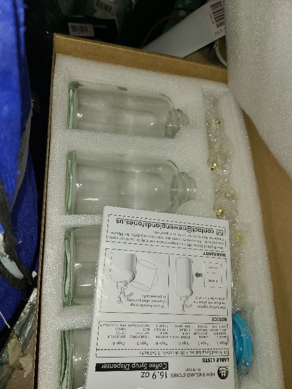 Photo 1 of 16.9 oz (500 ml) Coffee Syrup Dispenser Set- 4 Glass Bottles with Gold Pumper and Syrup Labels - Precise Dispensing and Stylish Addition to Coffee Shop, Cafe or Home Bar