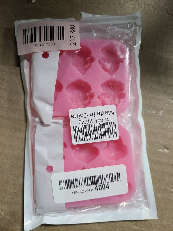 Photo 1 of 2 Pcs Christmas Chocolate Mold 3D Skull Designs DIY Pink Silicone Baking Molds Xmas Theme Food Grade Chocolate Candy Cake Moulds Homemade Cute Chocolate Mold for Christmas New Year Party Decor Gift