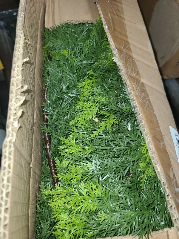 Photo 1 of 12FT Christmas Cedar Garland Artificial Realistic Green Faux Real Touch Winter Pine Garland for Mantle Fireplace Wall Table Indoor Outdoor Decoraiton