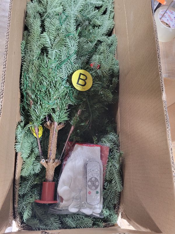 Photo 1 of 7ft Pre- Christmas Tree Fir with Remote Control, 650 Warm White Multi-Color Lights, Hinged/Feel Real/Realistic for Home, Holiday Decoration Dual Color LED Artificial Xmas Tree 7 Feet