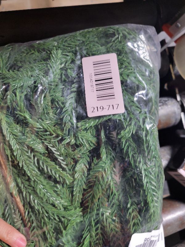 Photo 1 of 6FT Christmas Artificial Norfolk Pine Garlands, Real Touch Winter Pine Garland, Realistic Green Artificial Greenery Garland for Mantle, Table, Wall, Fireplace, Indoor &Outdoor Holiday Decorations