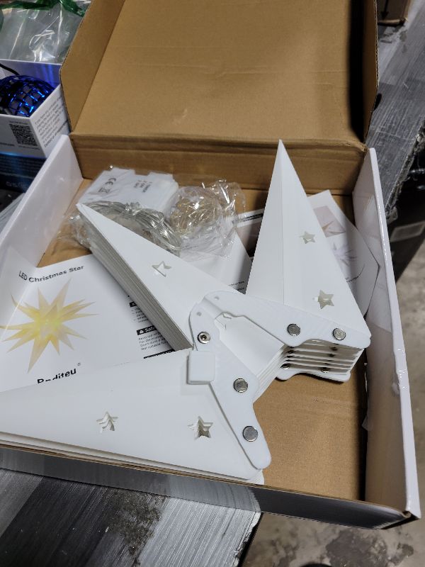 Photo 1 of 18" White LED Moravian Star Outdoor Light,Waterproof 3D Christmas Tree Topper Lamp with Timer Function,Hanging Outdoor Christmas Light for Holiday Porch Room Party Decoration