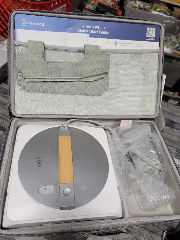 Photo 2 of ECOVACS Winbot W1 Pro Window Cleaning Robot, Intelligent Cleaning with Dual Cross Water Spray Technology, Win SLAM 3.0 Path Planning, 2800Pa Suction Power, Edge Detection Technology, App Control,Grey