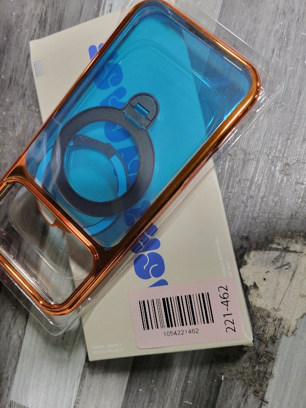 Photo 1 of [CD Metal Ring & Invisible 360° Spin Stand] Magnetic Case for iPhone 17 Pro Max [Electroplated Shockproof Bumper ][Compatible with Mag Safe] Cover with Stand for Women Men Slim Clear - Cosmic Orange