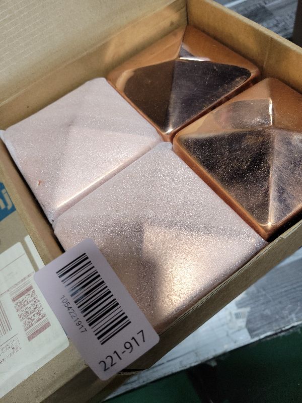 View 2 of 12 Pcs Solid Copper Post Caps 4 x4 (Actual 3.5''x3.5'') for Fence|99.99% Pure Copper Pyramid Decking Caps with 24 Screw for Metal Wood Cedar Fence Deck Corridors Mailbox Posts End Cover