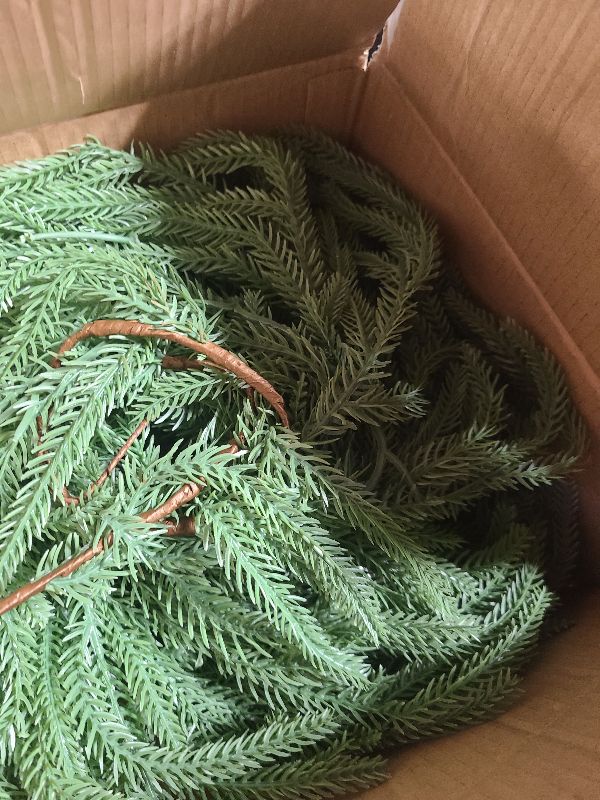 View 3 of 1PCS 6FT Christmas Norfolk Garland Decorations, Faux Pine Garland Outdoor, Artificial Unlit Green Garlands, Christmas Mantel Decoration Indoor, Thick Greenery Xmas Decor in The Winter