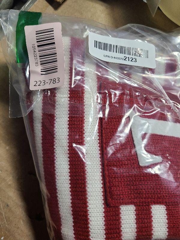 Photo 1 of 20 Inches Initial Monogram Embroidered Christmas Stocking Striped knitted Christmas Decorations Stocking Red,White, Green Letter Stockings for Family Holiday and Xmas Tree Fireplace Decor-50-L-Red