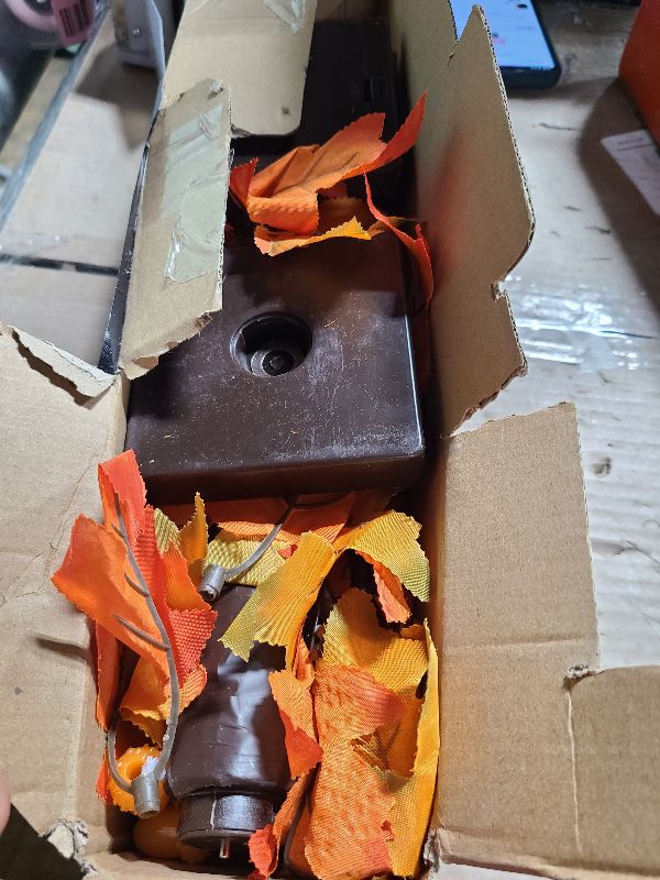 Photo 1 of 2 Pack 24 Inch Artificial Lighted Fall Maple Tree Thanksgiving Decorations with 48 LEDs Battery Operated Timer Prelit Acorn Maple Tree Lights for Thanksgiving Table Decor Home Indoor Autumn Harvest