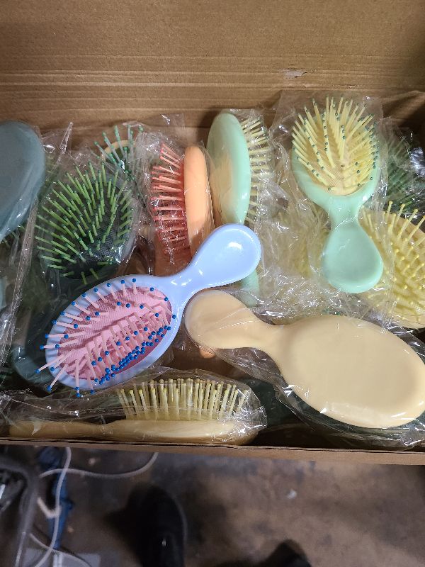 Photo 1 of 16 Pack Mini Wet Hair Brush Bulk Travel Detangling Brush Soft Bristles Wet Dry Hair Brush Kids Small Hair Brush for Kids Girls Multicolor