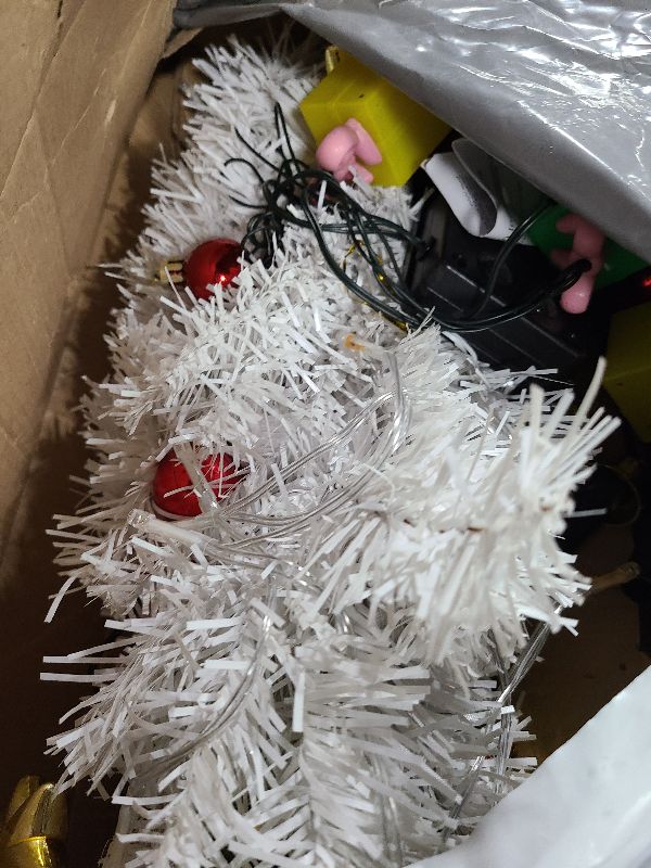 Photo 1 of 2 Pack Solar Mini Christmas Tree Decorations Lights, 30 Inch 8 Flashing Modes Waterproof Xmas Decor, 60 LED Lights with Ornaments 6 Lighted Gift Boxes for Porch Pathway Yard Garden (White Tree)