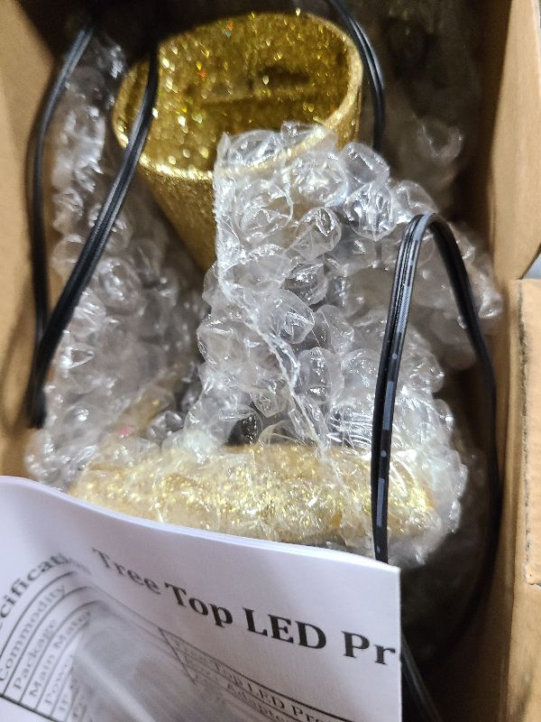 Photo 1 of 10" Christmas Tree Topper Projector with 6 Projection Modes, Built-in LED Rotating Light, 3D Glitter Dynamic Projector Light Up Tree Topper Star for Xmas Holiday Party Decorations Gifts (Gold)