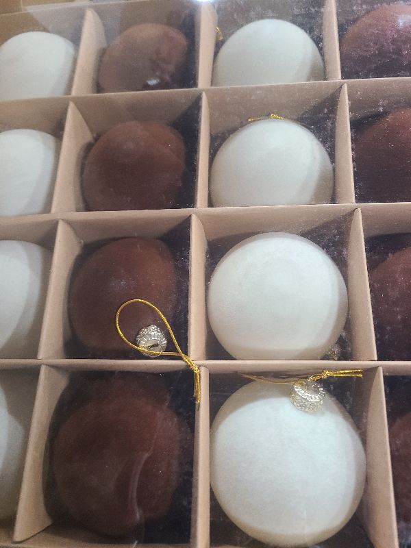 Photo 1 of 16 Pcs Velvet Christmas Tree Ornament Set - 3.15-Inch Flocked Shatterproof Christmas Balls, Bulk Hanging Xmas Baubles for Holiday Parties, Weddings & Home Decoration (Deep Red, Green, Brown, Beige)