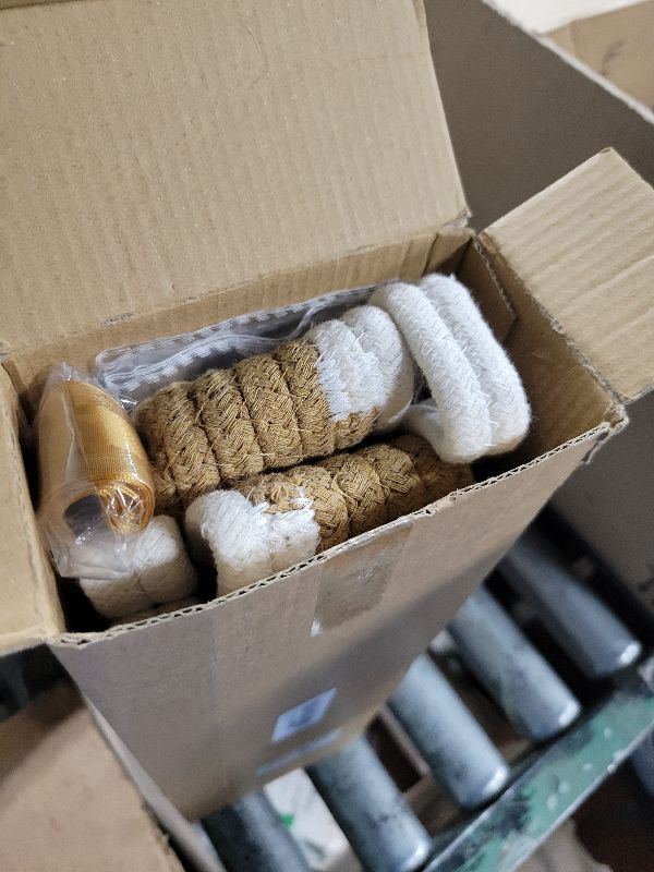 Photo 1 of 2 Pack Small Woven Basket with Gift Bags and Ribbons, Empty Decorative Gift Chest Box, Cute Baby Gift Basket for Nursery, Cotton Rope Room Shelf Storage Basket wi Handles, All 12"x 8"x 5",Yellow