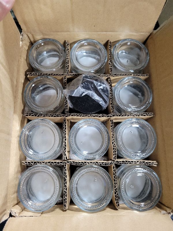 Photo 1 of 2 oz Glass Jars with Lids, Clear Candle Jars with Black Lids Round Empty Candles Container Tins for Candle Making Storing Lotions Spice Powder Liquid Sample Makeup 24Clear)