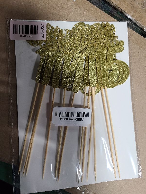 Photo 1 of 12 Pack Mis 15 Centerpiece Sticks, Happy 15th Birthday Party Decorations, Double Sided Gold Glitter Hello 15 Fabulous Table Toppers, Cheers to 15 Years Old Birthday Anniversary Party Decotations
