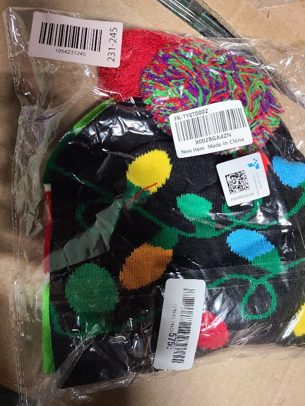 Photo 1 of 2 Pack Christmas LED Light-up Knitted Beanie Hat Colorful with 3 Flashing Modes for Holiday Xmas Christmas Party Supplies(One Size Fits More)