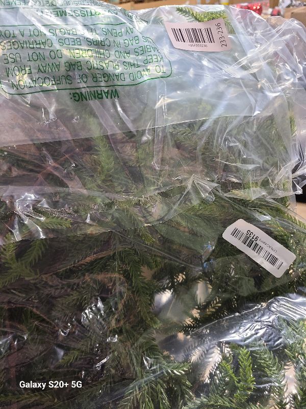 Photo 1 of 1 PCS 9 FT Artificial Norfolk Pine Garland, Real Touch Christmas Garland with Lights, Faux Winter Pine Garland for Fireplace Mantle Table Wall Stairs Indoor Outdoor Christmas Decorations