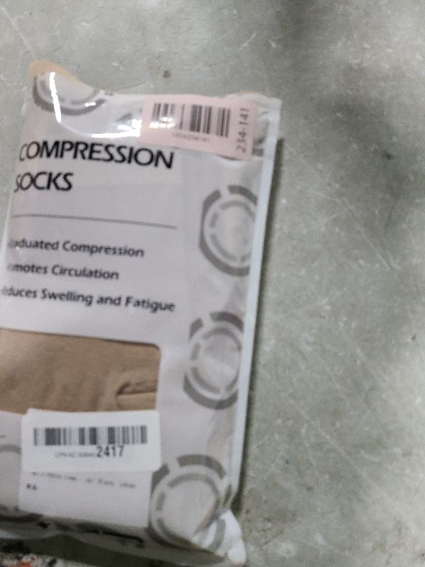 Photo 1 of +MD 2 Pairs Compression Socks for Women & Men Medical Grade 20-30 mmHg, Open-Toe knee High Stocking, Support for edema, Varicose Veins, Nude/ Black, Large