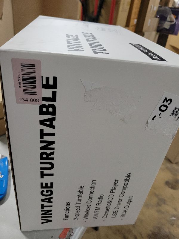 Photo 1 of 10-in-1 Record Player with Built-in Speakers Wireless Playback, CD & Cassette Player, USB Player, AM/FM Radio, 3 Speeds Turntable Vinyl Record Player Mahogany