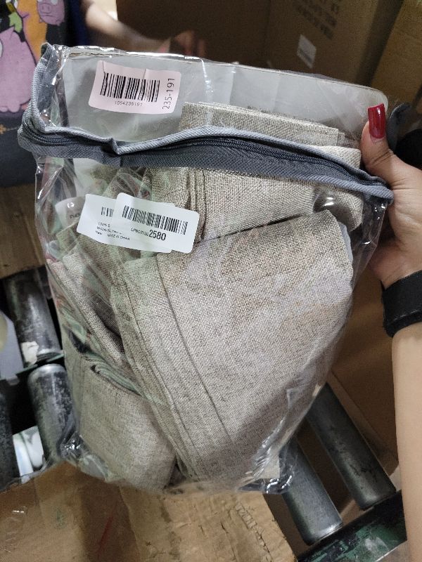 Photo 1 of 100% Blackout Shield Linen Look Textured Pinch Pleated Curtains Blackout Drapes 90 Inch Long 2 Panels Set, Faux Linen Blackout Curtains for Bedroom & Living Room, 40" W x 90" L, Dark Faux Linen