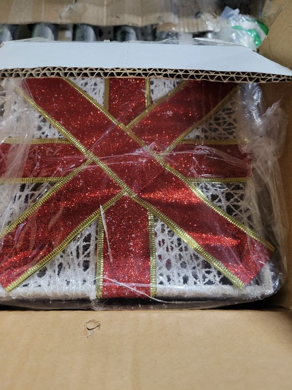 Photo 1 of 3-Piece Lighted Gift Boxes - Pre Lit Christmas Decoration with Ribbons for Indoor/Outdoor Use (8in) - Weather Resistant Yard Home Decor with Warm UL Lights