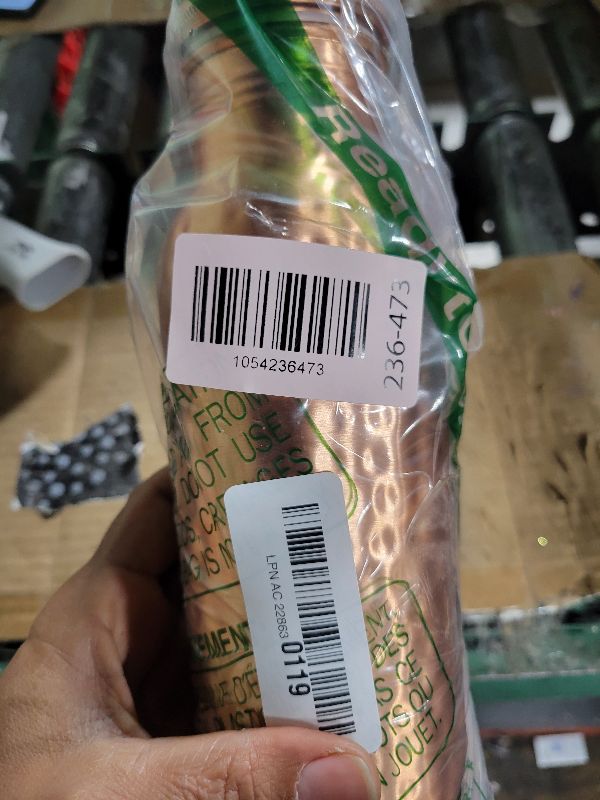 Photo 1 of 100% Copper Water Bottle - 34 oz Extra Large - Hammered Finish Pure Copper Water Bottle for Drinking - Handcrafted Ayurvedic Leak-Proof Vessel for Healthy Hydration - Premium Ocean Blue Gift Box