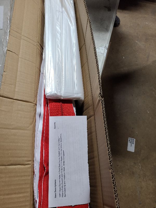 Photo 1 of 10FT Dust Barrier Poles 4 Pack Dust Barrier System with Carry Bag, 2 Heavy-Duty Zippers and 32.8x13.1 Ft Plastic Film for Interior Decoration, Remodeling and Isolation Work, White Transparent