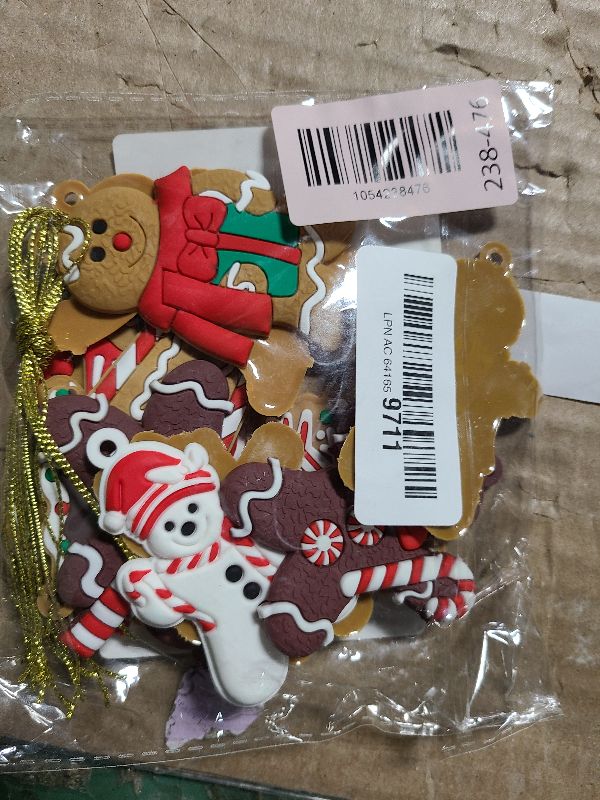 View 2 of 12pcs Christmas Gingerbread Hanging Ornaments, Cute Snowman & Santa Claus Figurines with Sugar Cookie House, Festive Xmas Tree Hanging Decor for Holiday Party and DIY Crafts