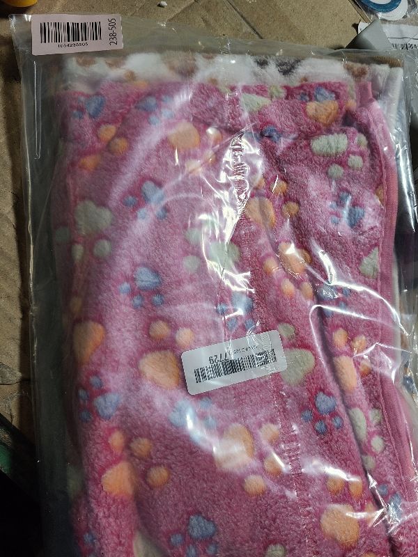 Photo 1 of 1 Pack 3 Blankets Super Soft Fluffy Premium Fleece Pet Blanket Flannel Paw Printed Throw for Dog Puppy Cat (Medium 30x20'', Brown, Pink, White)