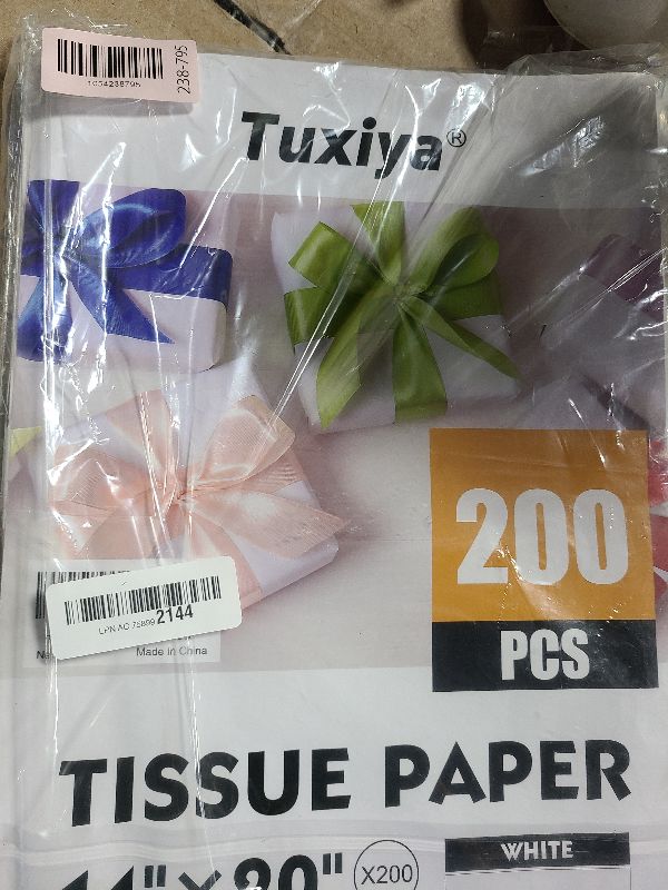 Photo 1 of 200 Sheets White Tissue Paper, 14" X 20" Tissue Papers Bulk for Christmas Wedding Birthday Showers Valentine's Day Flower Decoration, Tissue Paper for Gift Bags, Crafts, Packaging, Storage, Art