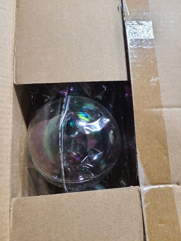Photo 1 of 12 PCS Christmas Iridescent Ornaments,3.14 Inch Plastic Clear Bubble Hanging Ornaments Balls,Christmas Rainbow Ball for Xmas Tree,Party,Wedding,Home Decor