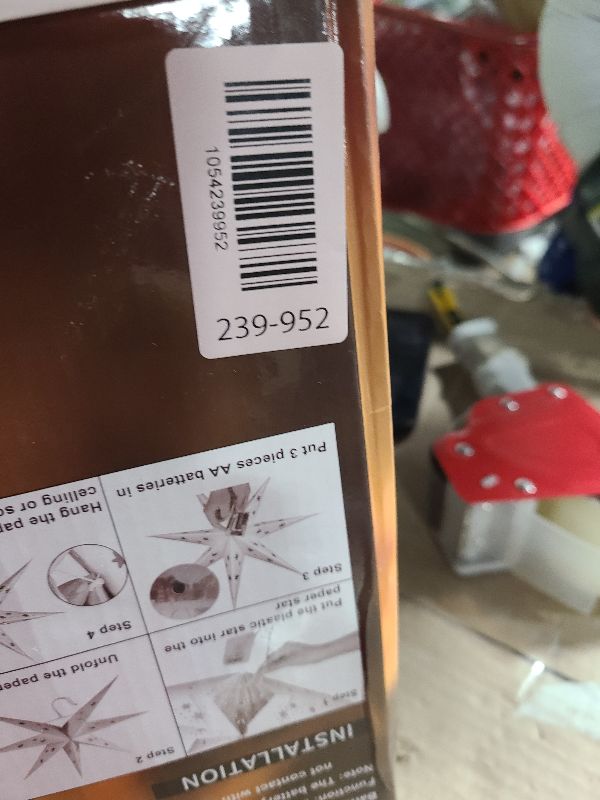 Photo 1 of 2 Pack 26.8 Inch Paper Star Lantern Christmas Decor with Timer, 3D 8 Modes 7-Pointed Star Diwali Hanging Lights, Christmas Decorations Lamp Indoor for Birthday Wedding Party (Champagne)