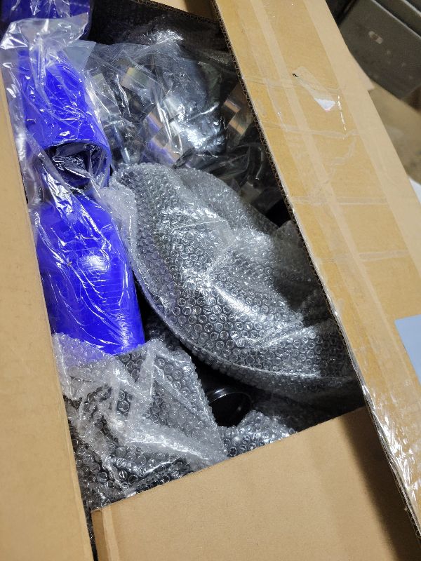 Photo 1 of 28"x7"x2.5" Universal Intercooler Piping Kit with Front Mount Intercooler + 12pcs 2.5" Chrome Piping + 12pcs Coupler Hoses + 24pcs T-Bolt Clamps (Black Intercooler)