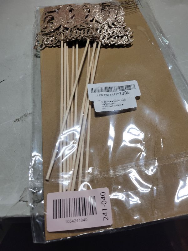 Photo 1 of 10-Pack Double Sided Rose Gold Fabulous and 50th Birthday Centerpieces for Tables, Number 50 Centerpiece Sticks, 50th Birthday Table Decorations for Women Men (Double Sided Giltter) (Rose Gold)