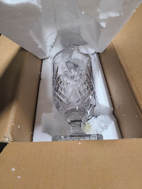 Photo 1 of 0.8 Gallon Glass Drink Dispenser for Parties 3L Crytal Iced Beverage Dispenser with Spigot Wedding Beverage Server for Party Bar