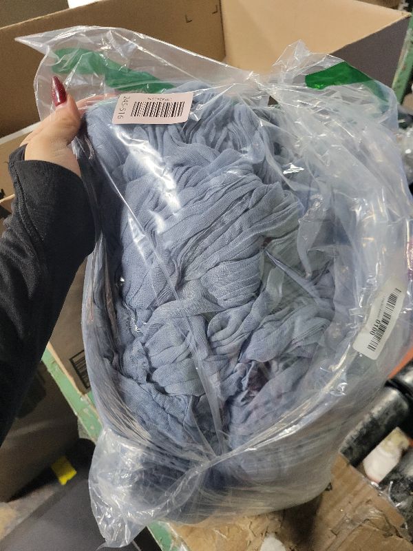 Photo 1 of 12 Pack 10Ft Cheesecloth Table Runner 35x120 Inch Boho Gauze Table Runner Rustic Cheese Cloth Long Romantic Table Runners for Wedding Bridal Shower Birthday Party Table Decor (Dusty Blue)