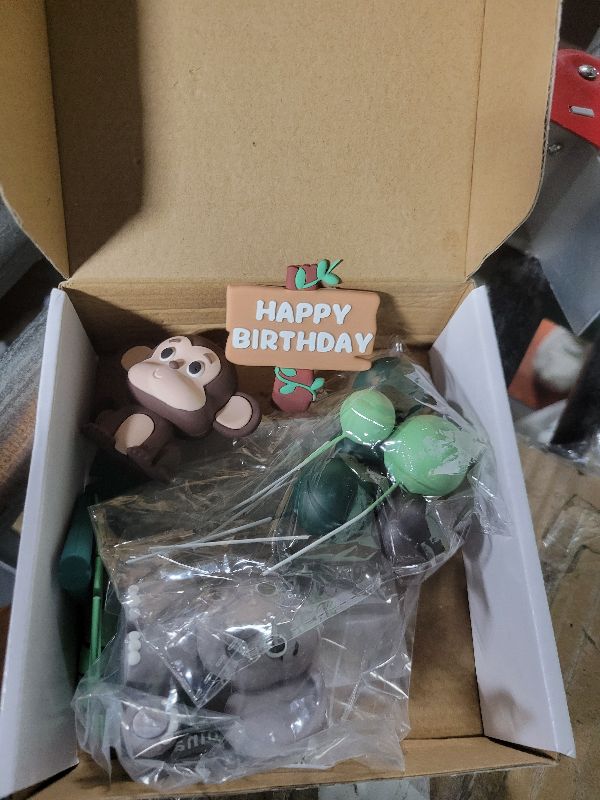 Photo 1 of 19pcs Safari Animal Cake Topper - Jungle Wild Cake Toppers with Leaves Balls Cake Decorations for Safari Animals Themed Birthday Party Decorations (Safari Animal Style)