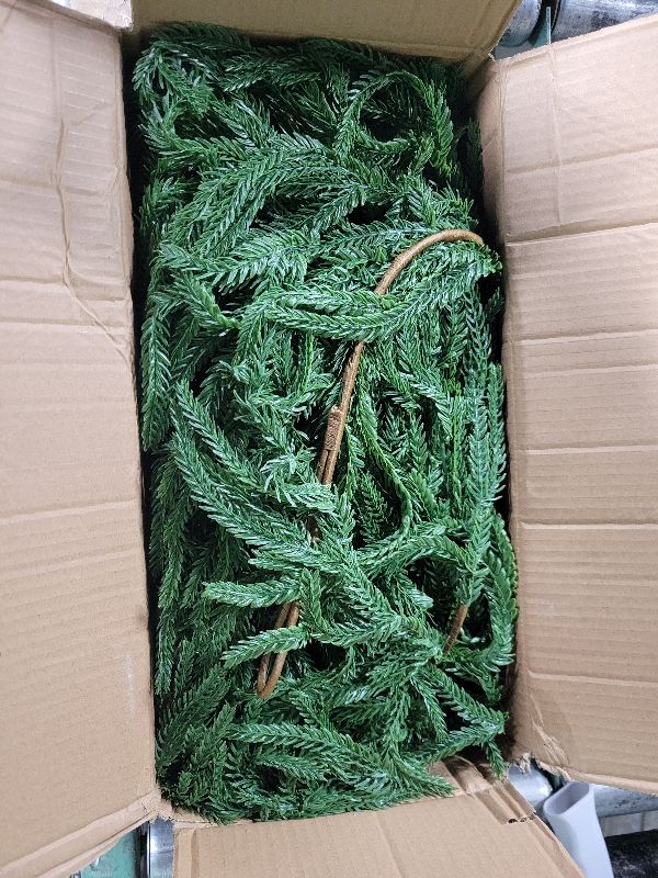 View 2 of 2 Pcs Christmas Norfolk Pine Garlands, 6 Ft Artificial Pine Garland Ornament, Realistic Green Artificial Greenery Garland for Table, Mantle, Wall, Indoor, Outdoor Christmas Decorations