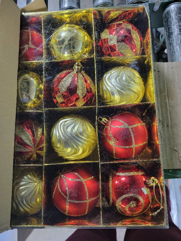 Photo 1 of 16 Pcs Blue & Silver Ball Ornaments Set for Christmas Tree, 3.15" Assorted Big Shatterproof Christmas Decorations for Xmas Holiday/Party/Wedding (Blue & Silver)