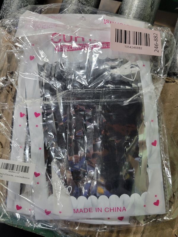 Photo 1 of 2 Pack Foil Curtain Backdrop Silver Metallic Tinsel Foil Fringe Curtains Photo Booth Props for Birthday Wedding Engagement Baby Shower Bachelorette Christmas Holiday Celebration Party Decorations