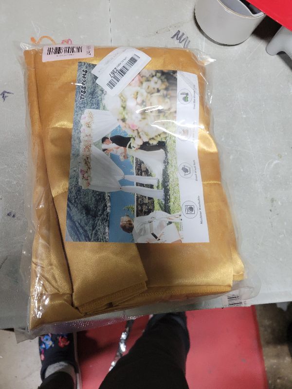 Photo 1 of 10ft x 7ft Golden Yellow Backdrop Curtains for Parties, Fabric Satin Background Curtain with Rod Pockets for Weddings, Birthday, Baby Shower, Photography, Graduation Party Backdrop Drapes, 2 Panels