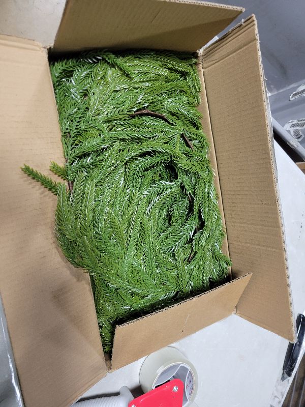 Photo 1 of 12Ft(2Pcs*6Ft) Artificial Norfolk Pine Christmas Garlands Decorations,Xams Green Real Touch Pine Garland Decor for Table Mantle Fireplace Indoor Outdoor Holiday Home