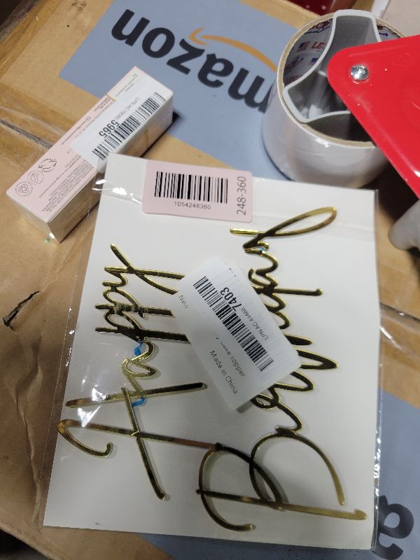 Photo 1 of 1PCS Happy Birthday Cake Topper,Gold Mirror Acrylic Boy or Girl Cake Sign Decorations,Birthday Cake Charm Supplies for Birthday Party Cake Dessert