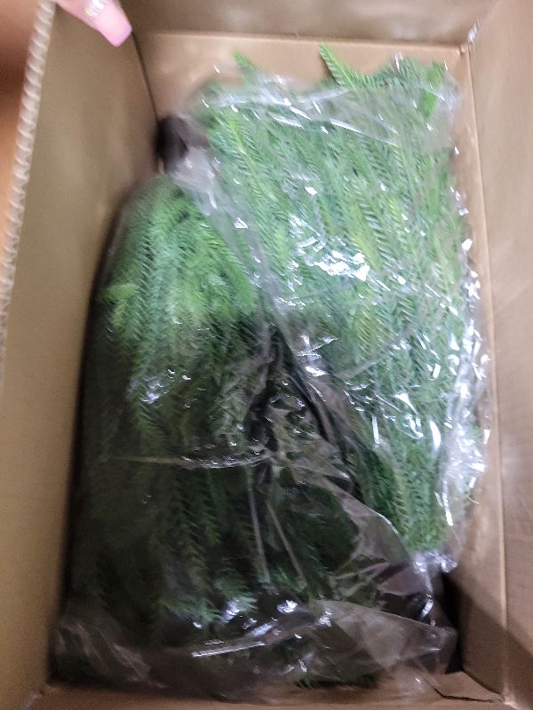 Photo 1 of 2 Pack 24'' Artificial Norfolk Christmas Topiary Ball Trees, Realistic Norfolk Pine Topiary with Spike Fake Ball Shrubs Plants Christmas Pot Fillers Outdoor Front Porch Door Garden Yard Decorations