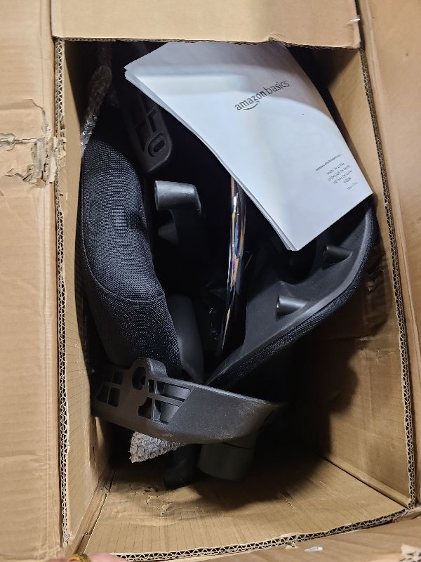 Photo 3 of Amazon Basics Mid-Back Mesh Office Drafting Chair Stool with Adjustable Footrest, Flip-Up Arms, Black