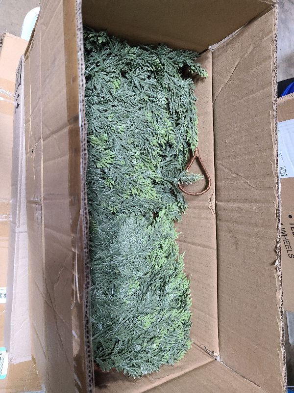 Photo 1 of 2Pcs 6FT Cedar Garland, 138 Tips Real Touch Christmas Garland, Artificial Winter Pine Garland for Mantle Table, Outdoor Christmas Decorations Clearance Indoor Greenery Garlands Holiday Decorations