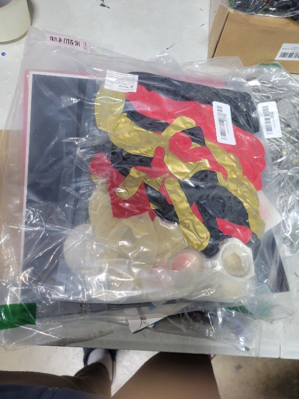 Photo 1 of 132Pcs Casino Theme Party Decorations, Dice Boxes Large Poker Cards Black Red Gold Balloon Garland Star Foil Balloons for Vegas Themed Party and Casino Night Birthday Celebrations