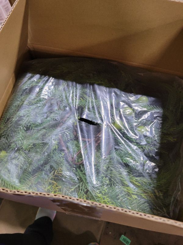 Photo 1 of 12 FT Real Touch Norfolk Pine Garland, Cedar Garland Realistic, Christmas Garland with Lights for Mantle Table Staires Railing Indoor Outdoor Christmas Decor