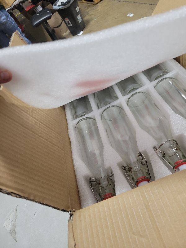 Photo 1 of 16 Pack 8.5oz Flip Top Glass Bottles, Swing Top Beer Brewing Bottle for 2nd Fermentation, Kombucha, Kefir, Vanilla Extract, Coquito, Juice, Tea - Airtight Stopper Cap Lid, Bonus 4 Bottle Pourers