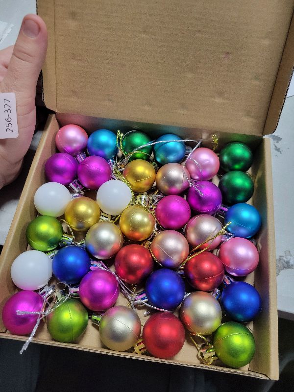 Photo 1 of 36 PCS Mini Christmas Ornament 1.2" Multicolor Christmas Ball Ornament Xmas Ball Tree Decorations Miniature Balls for Christmas Tree Decorations (Matte)